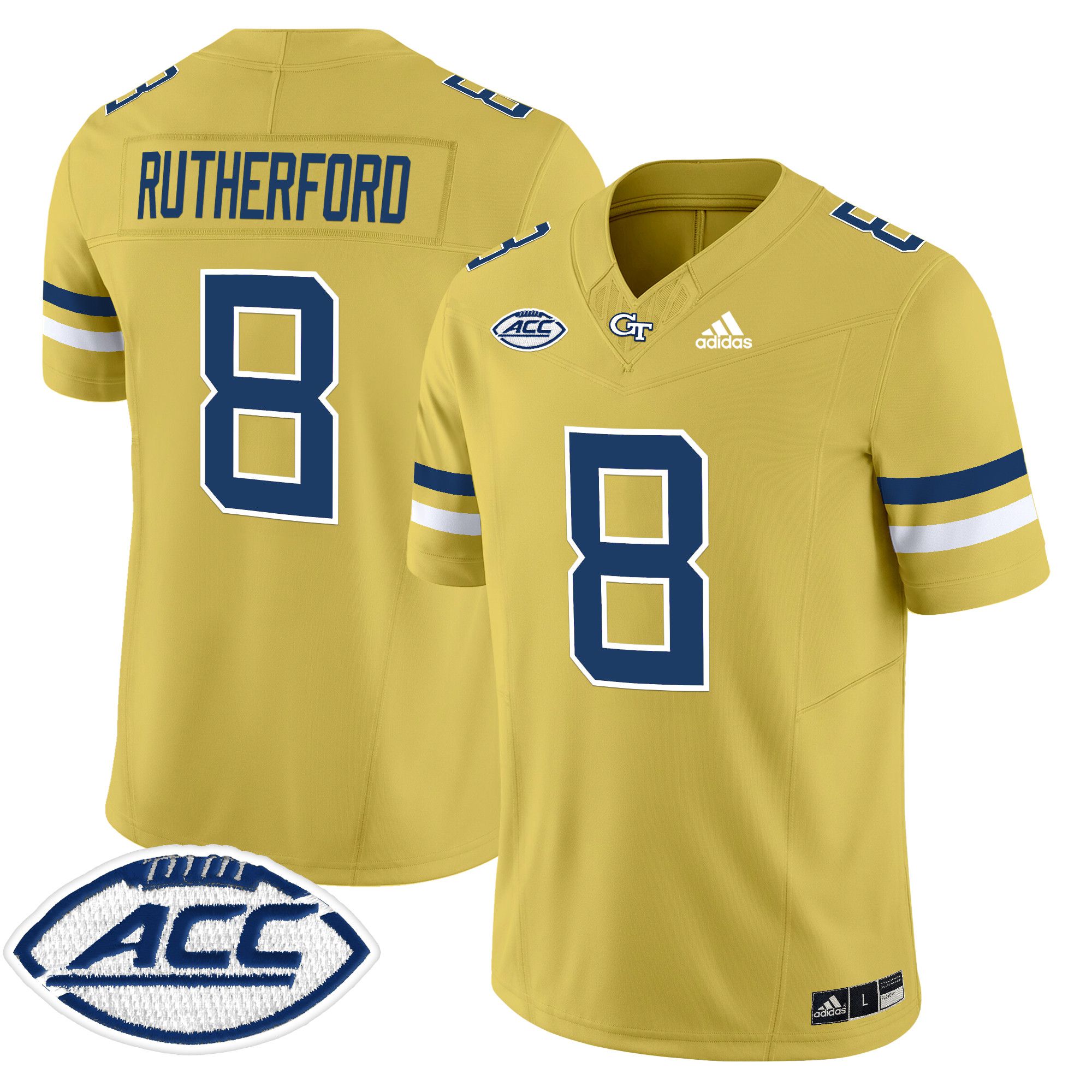 Men Georgia Tech #8 Rutherford Yellow Asidas 2024 Vapor Limited NCAA Jersey style 1->more ncaa teams->NCAA Jersey